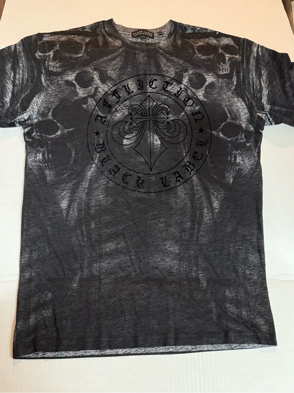 Affliction Black Label Men's Skull Graphic Tee - Charcoal Gray